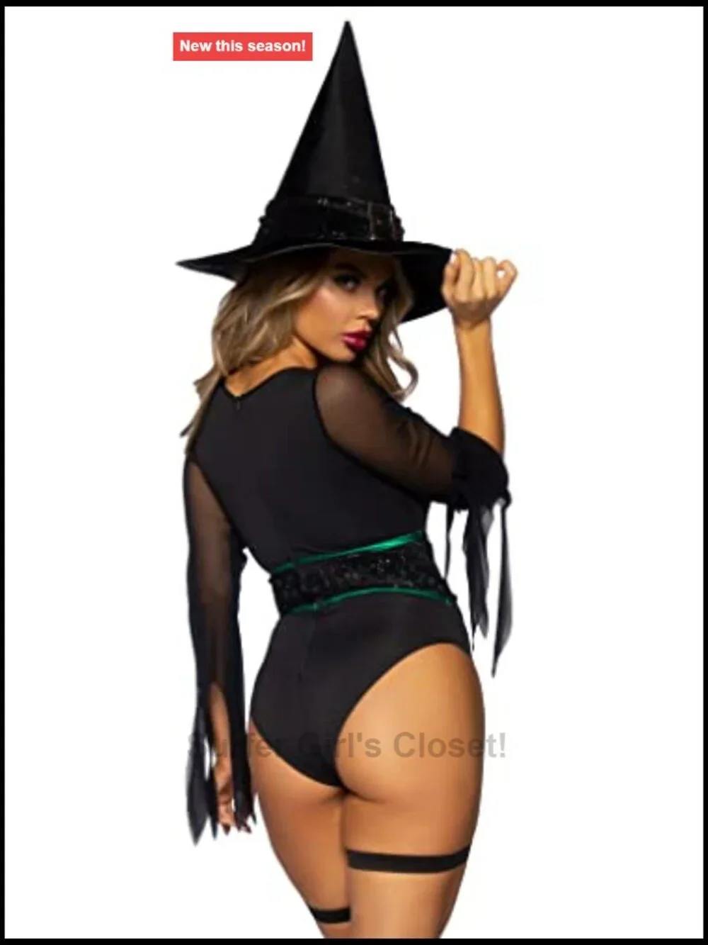 2-Piece Witch Costume Set Bodysuit and Hat Women's